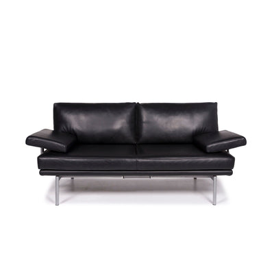 Walter Knoll Leder Sofa Schwarz Zweisitzer Funktion Couch #12004