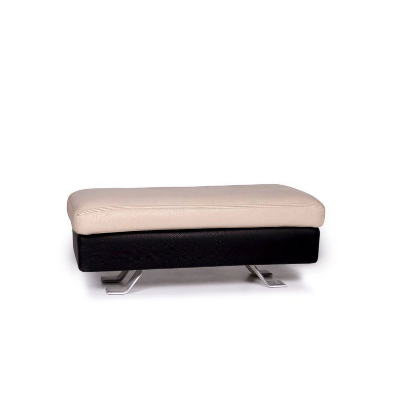 Formenti Leder Hocker Creme Dunkelbraun Ottoman 