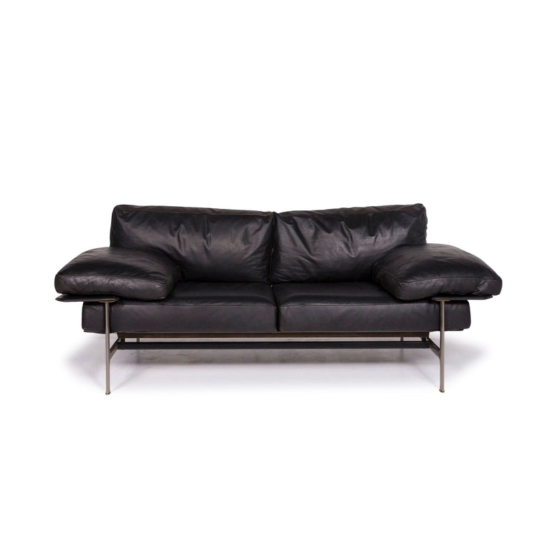 B&B Italia Leder Sofa Schwarz Zweisitzer Couch 
