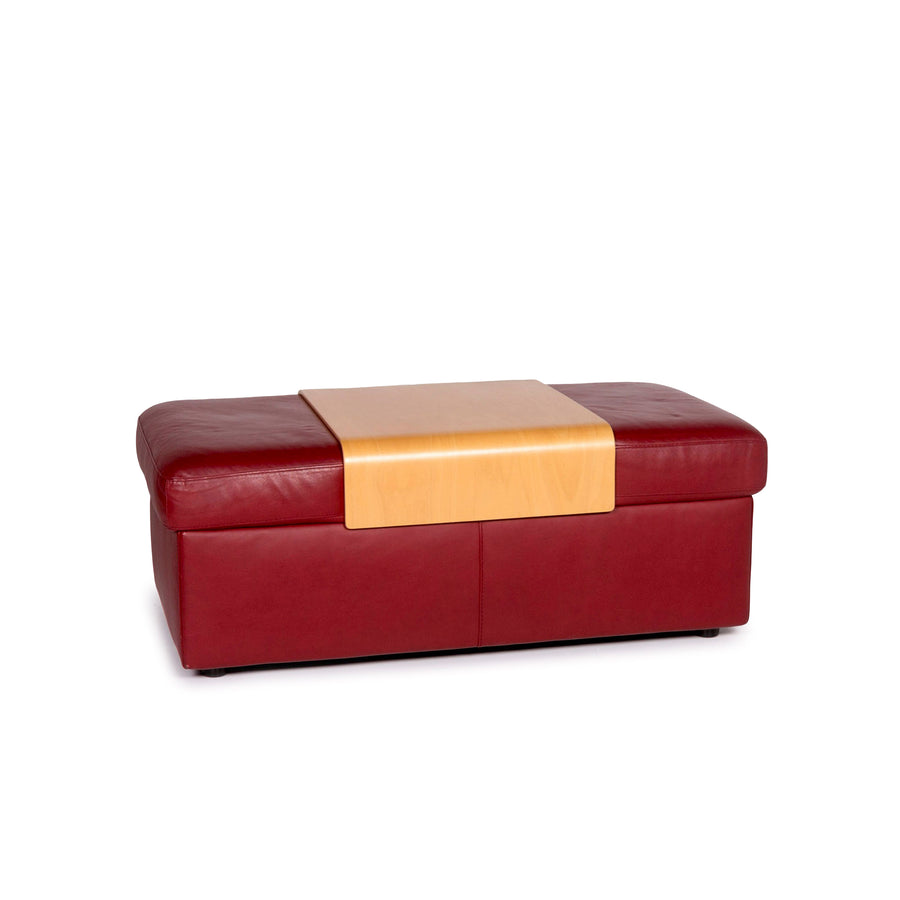 Stressless Pegasus Leather Stool Red Feature Ottoman #11877