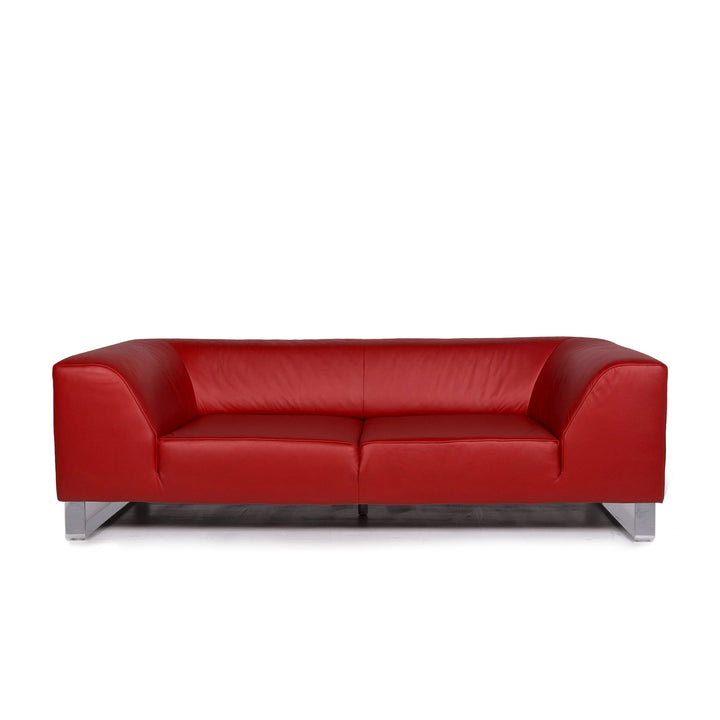 Koinor Leder Sofa Rot Dreisitzer Couch #11131