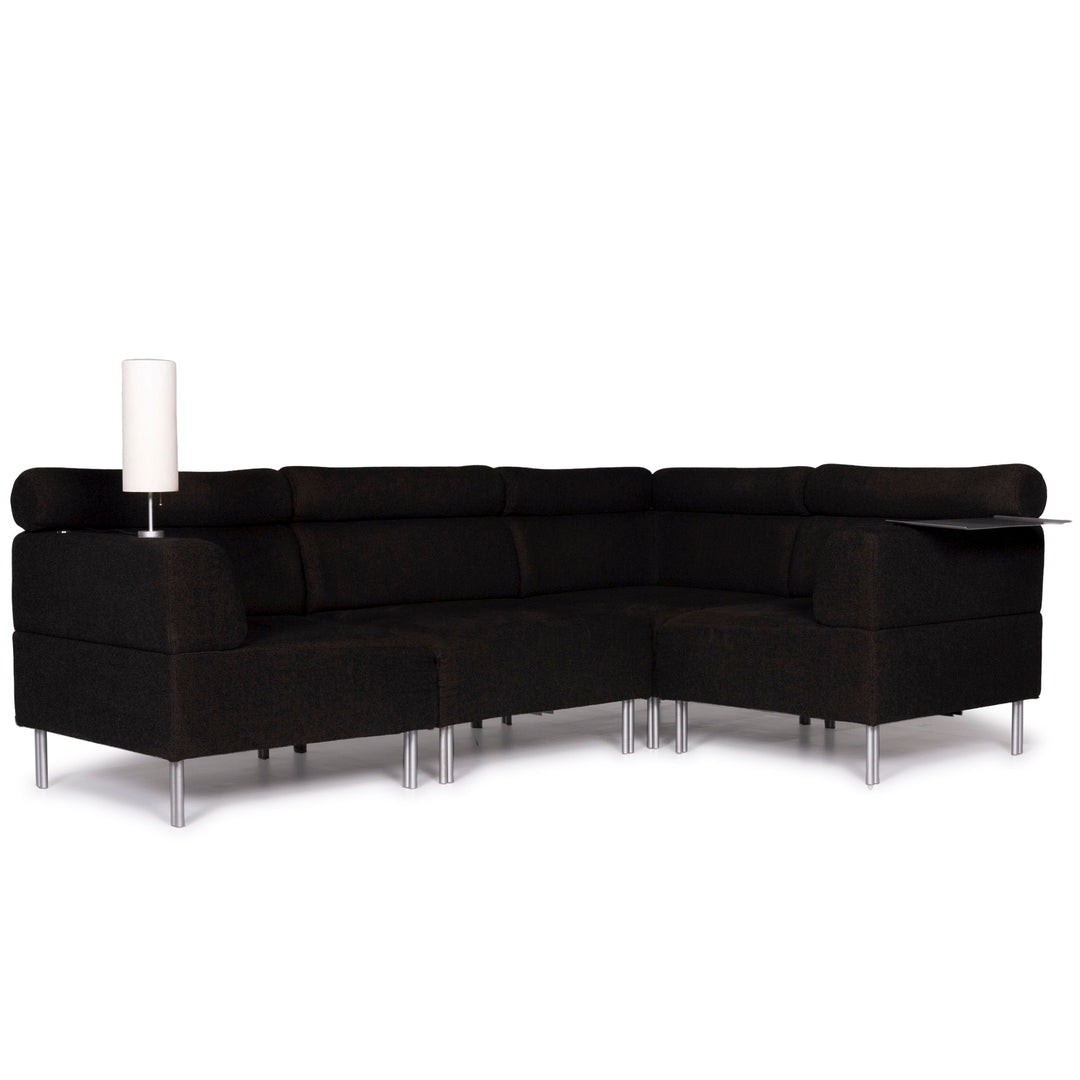 Rolf Benz fabric sofa black gray corner sofa incl. side table lamp #10692