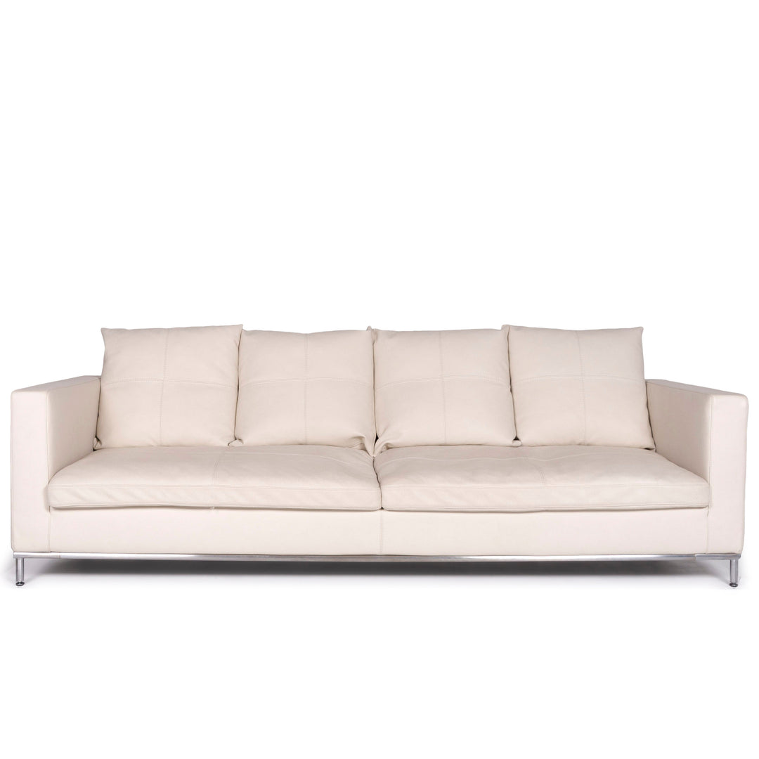 Who's Perfect Leather Sofa Cream Three Seater #10585