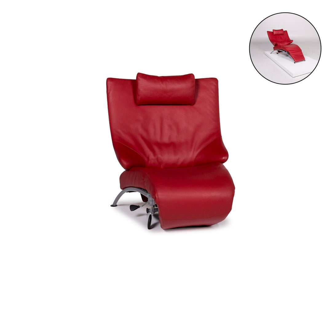 WK Wohnen leather armchair red function relaxation function #11967