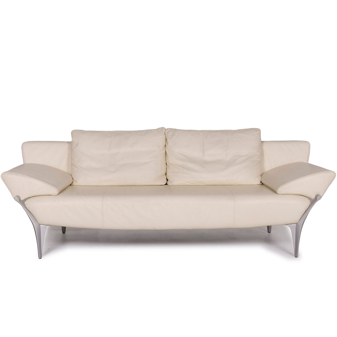 Rolf Benz 1600 leather sofa cream three-seater #11231