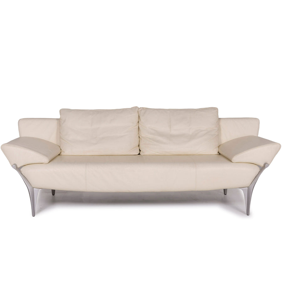 Rolf Benz 1600 leather sofa cream three-seater #11231