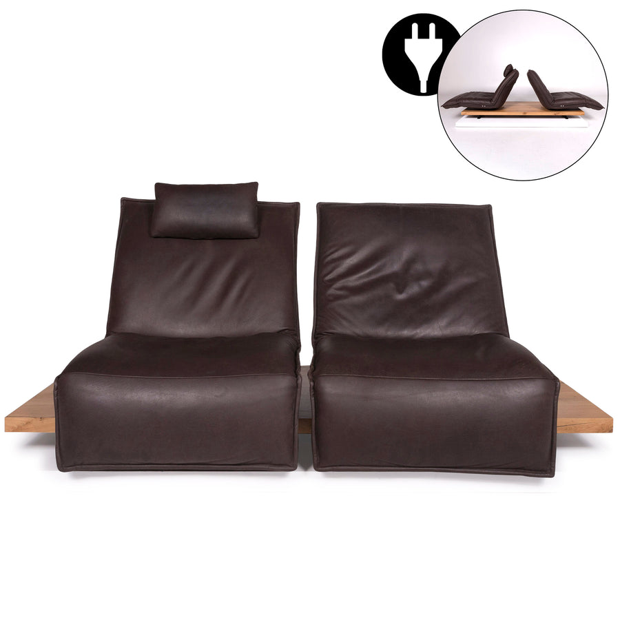 Koinor Epos2 leather sofa brown two-seater including electric function #11562