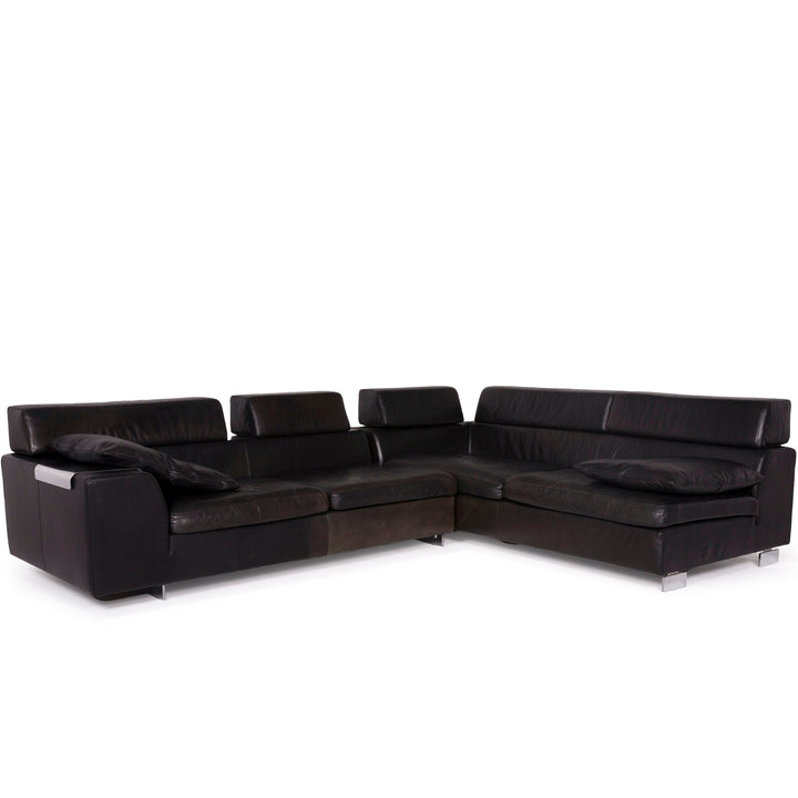 Machalke Black Jack Leather Sofa Black Corner Sofa #11665