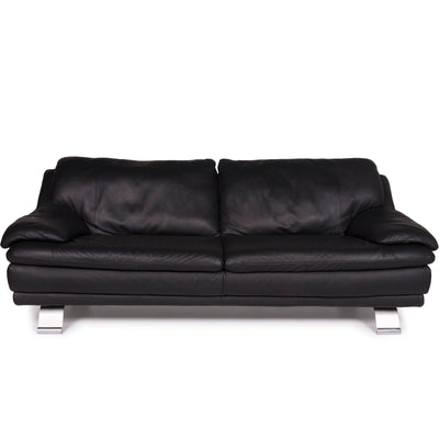 Italsofa Leder Sofa Schwarz Dreisitzer #11357