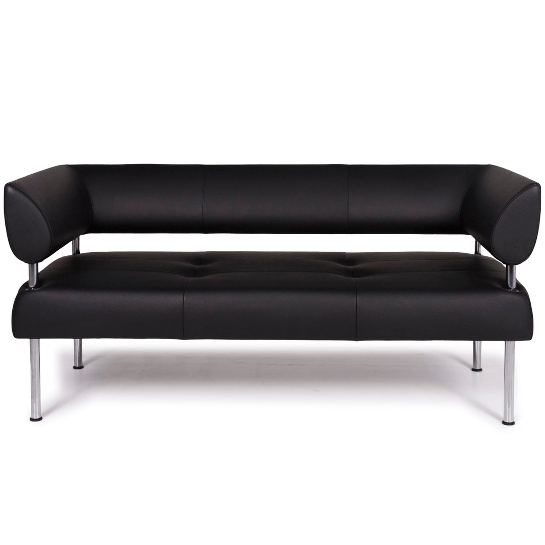 Sitland Leather Sofa Black Three Seater #11422