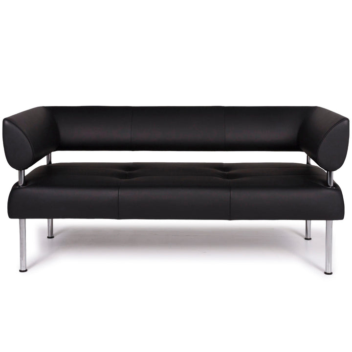 Sitland Leather Sofa Black Three Seater #11422