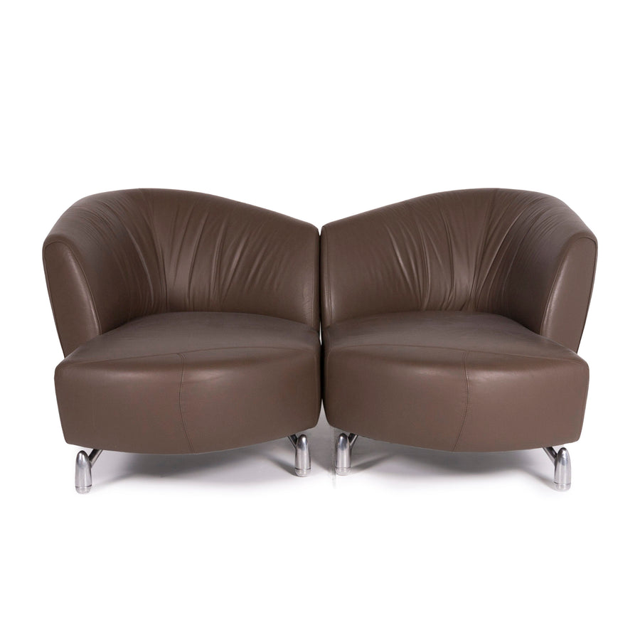 Leolux Pupilla leather sofa set brown two-seater lounger #11633