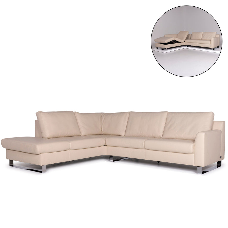 Ewald Schillig Leder Sofa Creme Ecksofa inkl. elektrische Vitalfunktion #10754