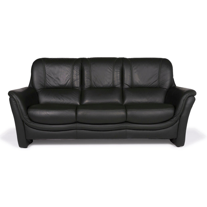 Hukla Leder Sofa Grün Dreisitzer Leder 