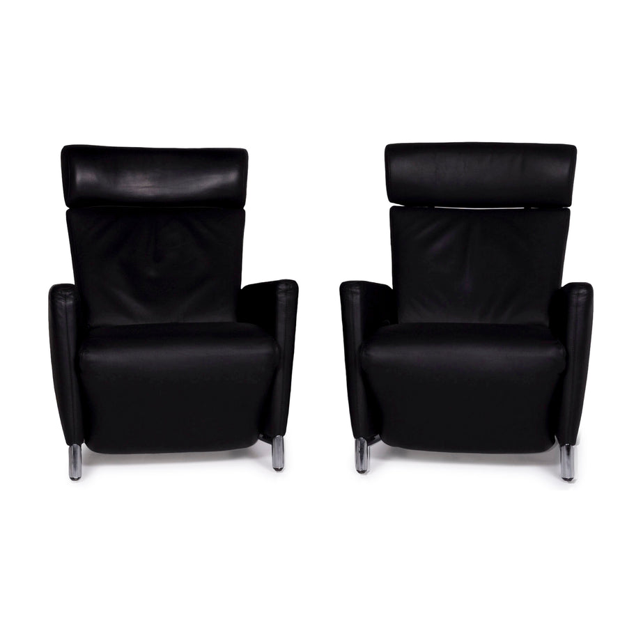 Cor Bico leather armchair set black incl. relax function #10855