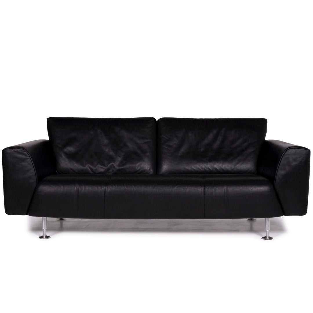 Rolf Benz Leder Sofa Schwarz Dreisitzer #10809