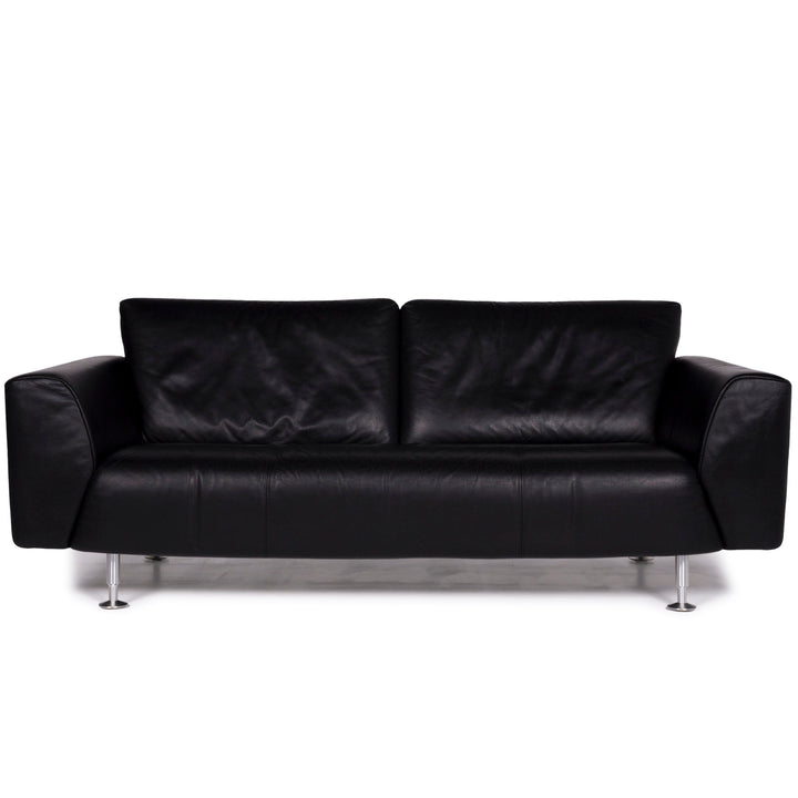 Rolf Benz Leder Sofa Schwarz Dreisitzer #10809