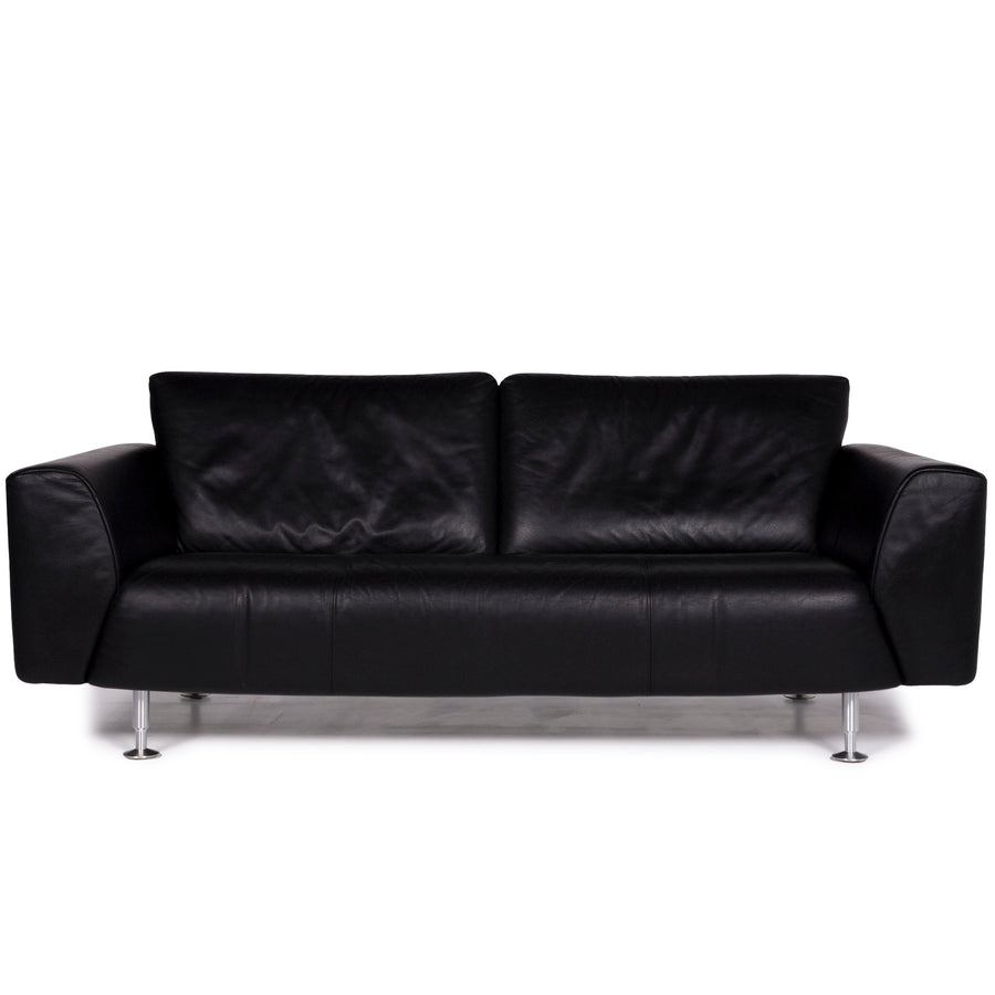 Rolf Benz Leder Sofa Schwarz Dreisitzer #10809