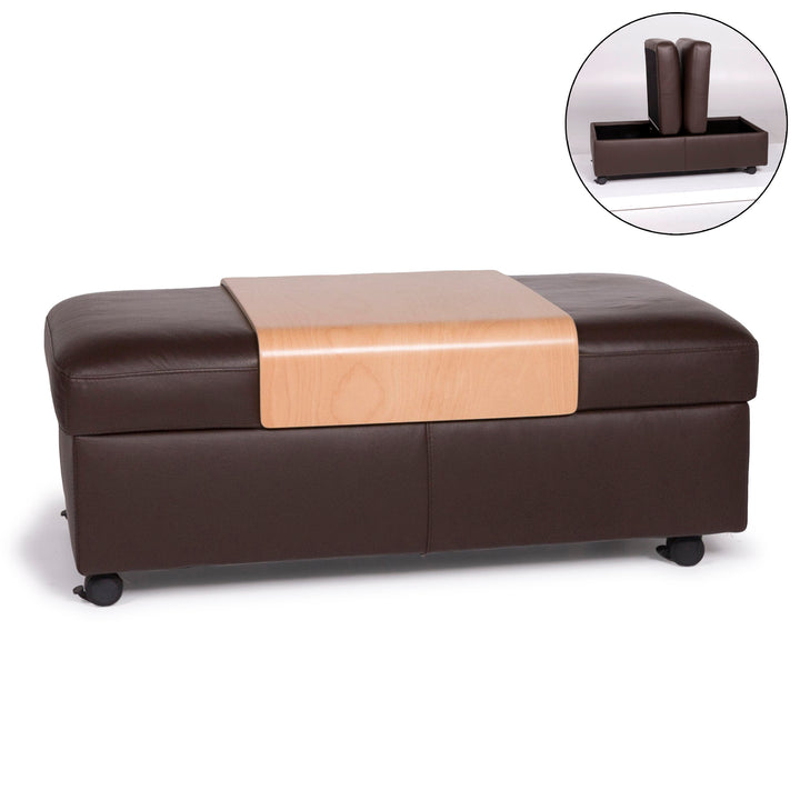 Stressless Arion leather sofa brown stool incl. storage compartment #11732