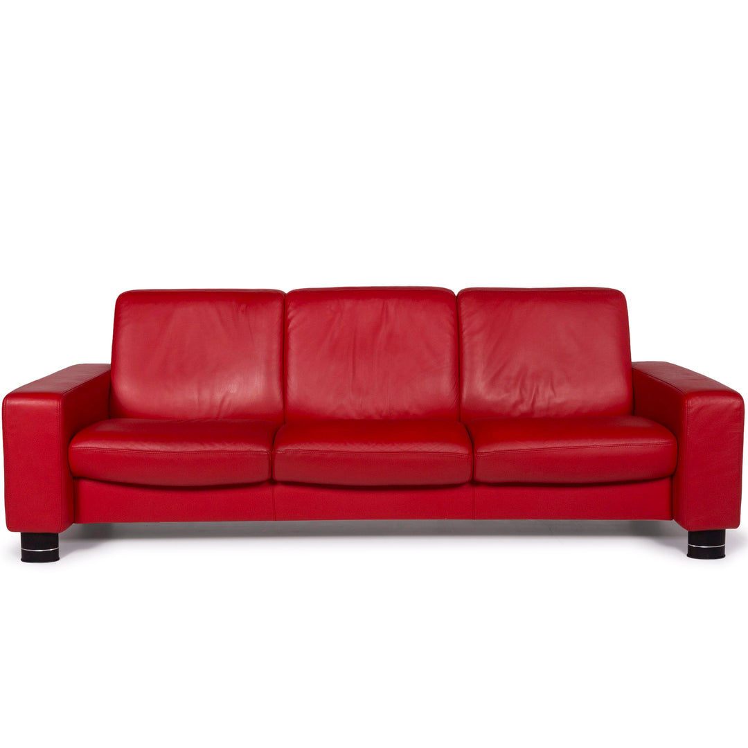 Stressless Leder Sofa Rot Dreisitzer #11488