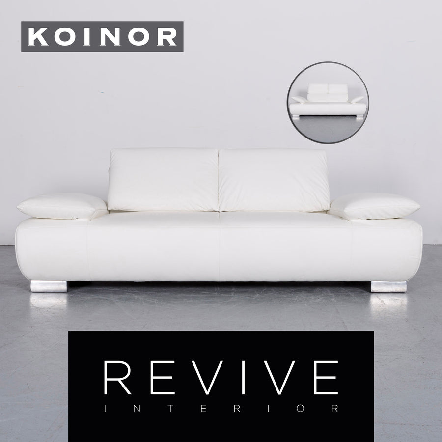 Koinor Volare Designer Leder Sofa Weiß Echtleder Couch #6109