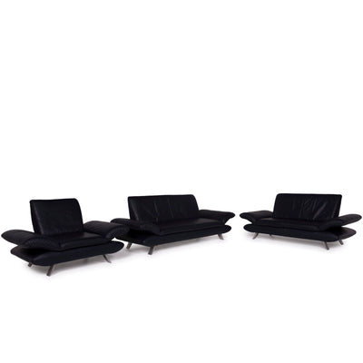 Koinor Rossini Leder Sofa Garnitur Dunkelblau Dreisitzer Zweisitzer Sessel #11421