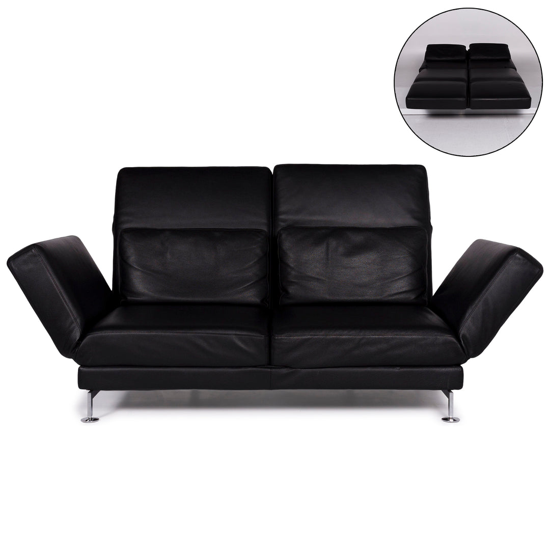 Brühl Moule Leder Sofa Schwarz Zweisitzer inkl. Funktion #10775
