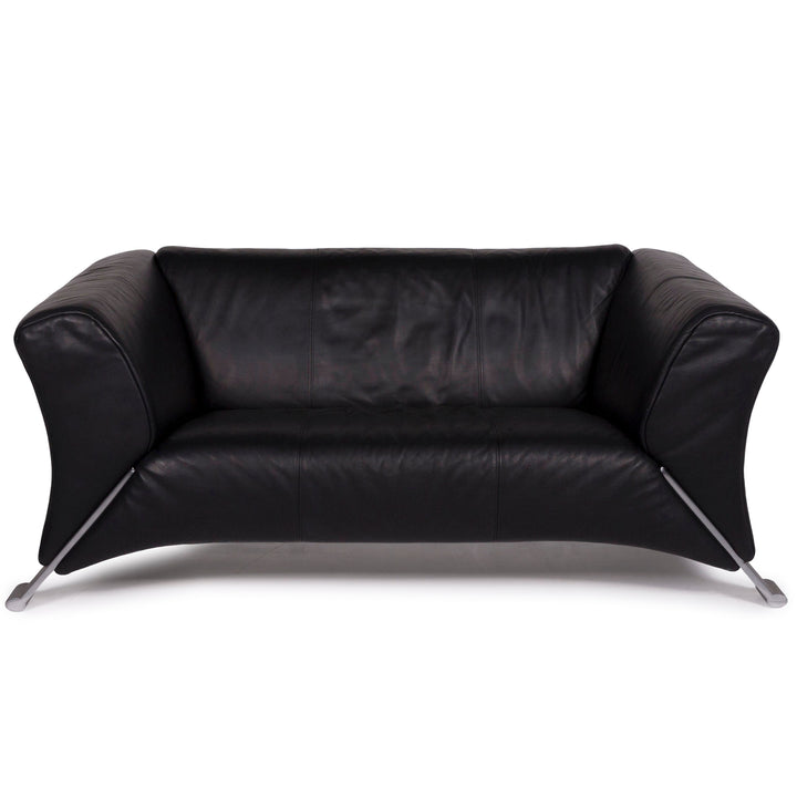 Rolf Benz 322 leather sofa black two-seater #11636