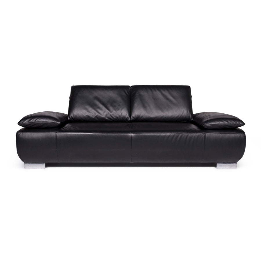 Koinor Volare Leder Sofa Schwarz Zweisitzer Couch #9177