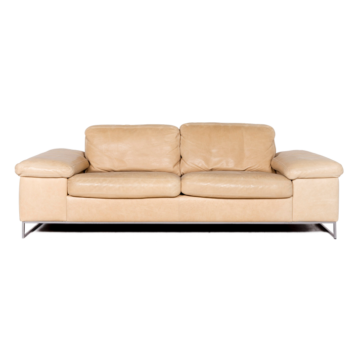 Machalke Leder Sofa Cognac Beige Echtleder Dreisitzer Couch #8674