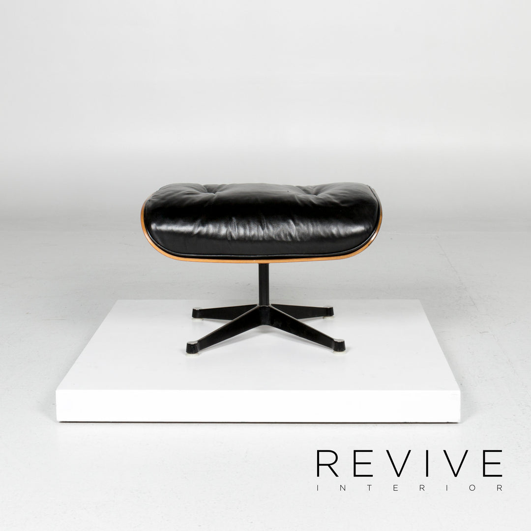 Vitra Eames Lounge Chair Leather Armchair Black incl. Stool Rosewood Wood Club Chair #10782