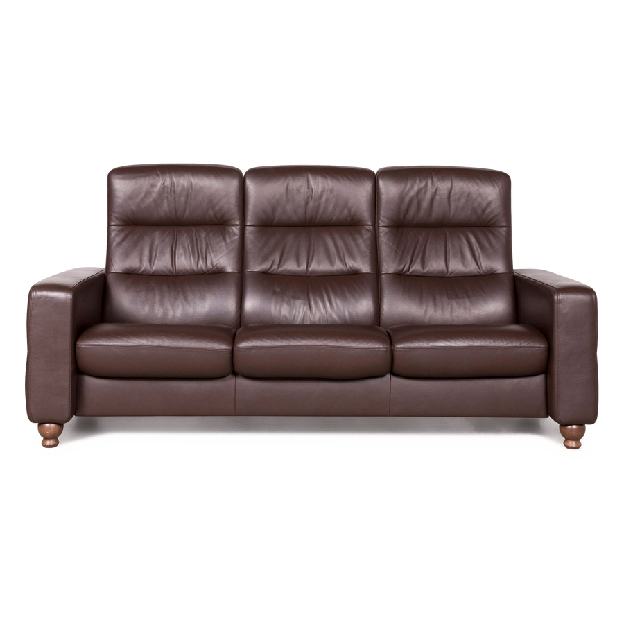 Stressless leather sofa brown genuine leather three-seater couch #7893