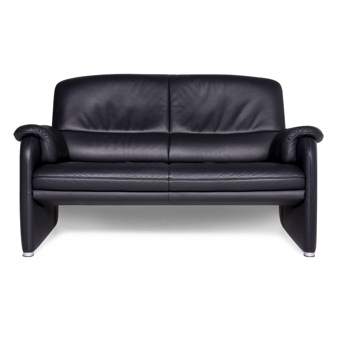 de Sede designer leather sofa black two-seater couch #8901