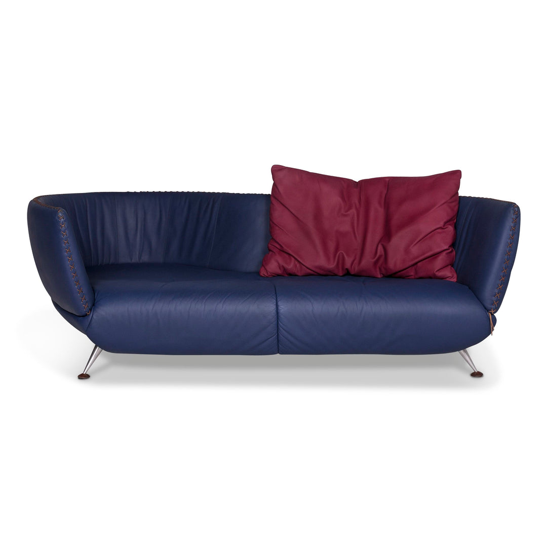 de Sede DS 102 Leder Sofa Blau Mathias Hoffmann Dreisitzer Couch #9511