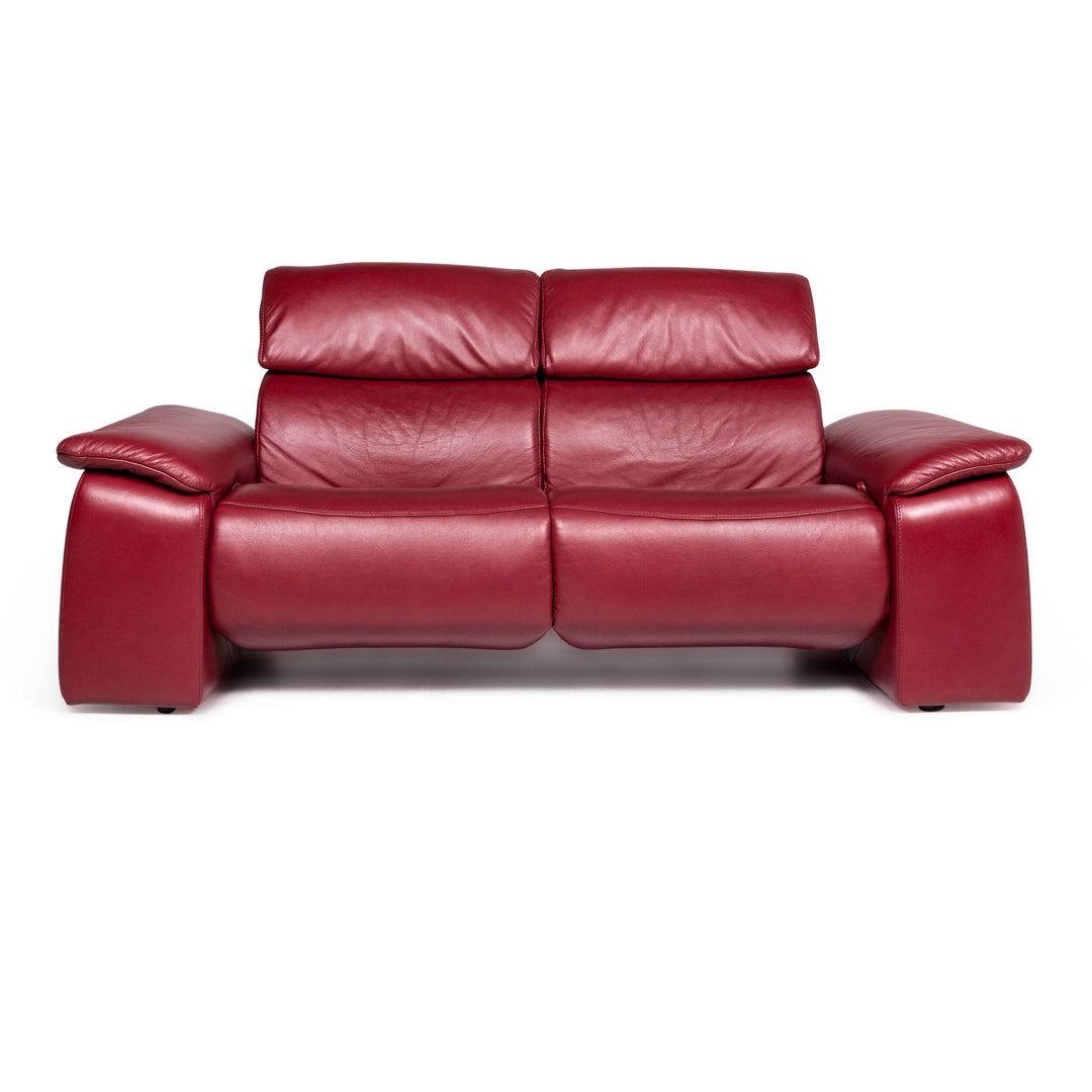 Himolla Leder Sofa Weinrot Rot Zweisitzer Couch Relax Funktion #9254