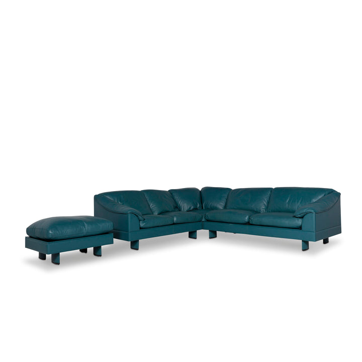 Poltrona Frau Leather Corner Sofa Petrol Blue Sofa Couch #9784