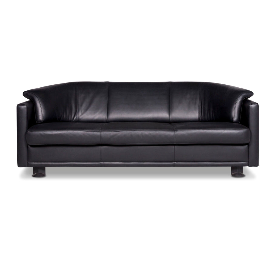 Leolux leather sofa black three-seater couch #9532