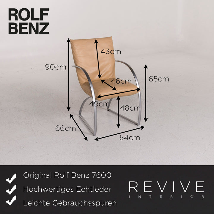 Rolf Benz 7600 Leder Stuhl Garnitur Beige 4x Sessel #12422