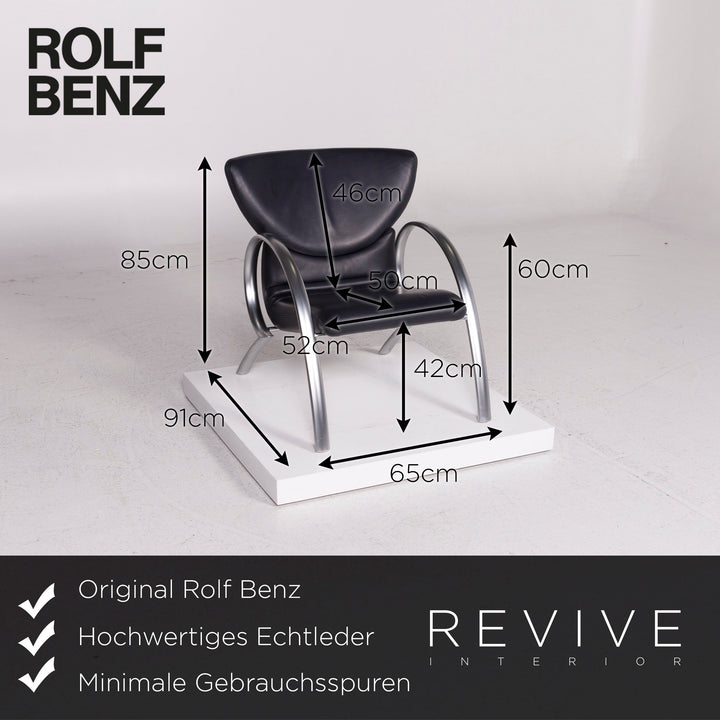 Rolf Benz Leder Stuhl Blau Dunkelblau Sessel #12224
