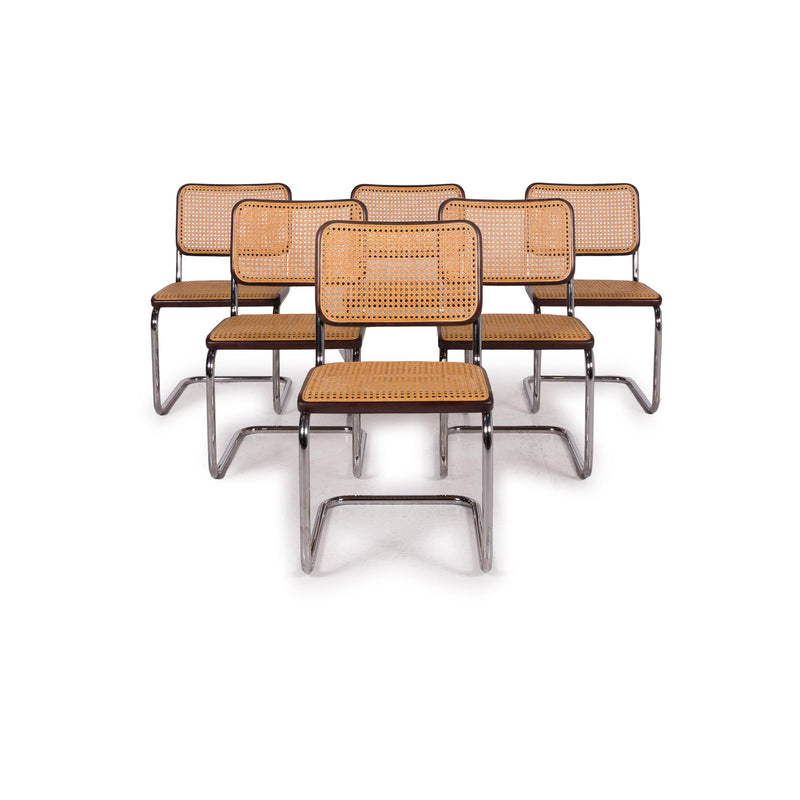 Thonet S32 Holz Stuhl Set Beige Metall 