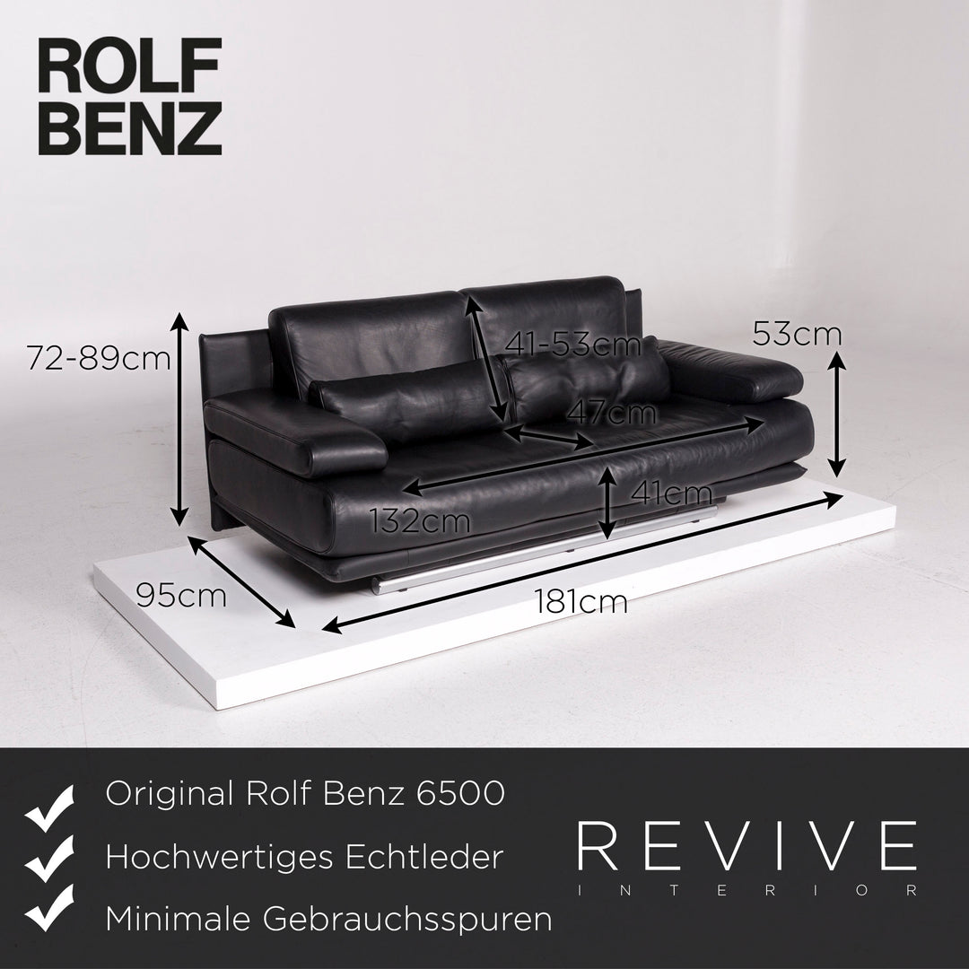 Rolf Benz 6500 sofa set black 2x two-seater function #12243
