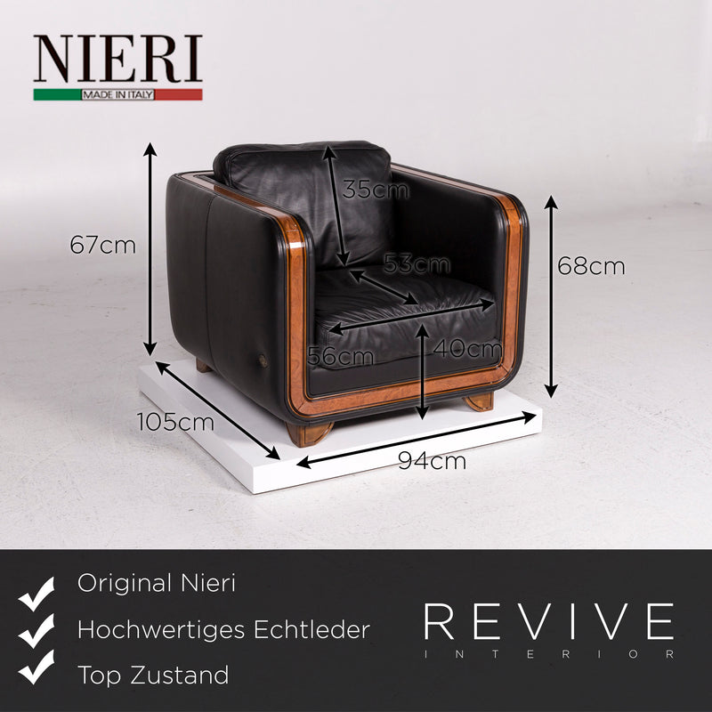 Nieri Leder Sessel Schwarz 