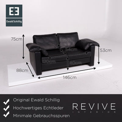 Ewald Schillig Leder Sofa Schwarz Zweisitzer Couch #11404
