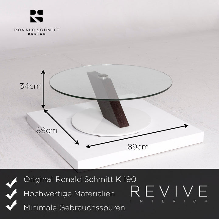 Ronald Schmitt K 190 glass coffee table round wooden table #12188