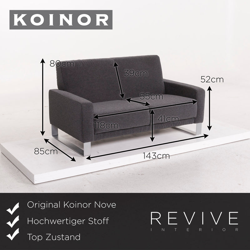 Koinor Nove Stoff Sofa Grau Kompaktsofa Zweisitzer Couch 
