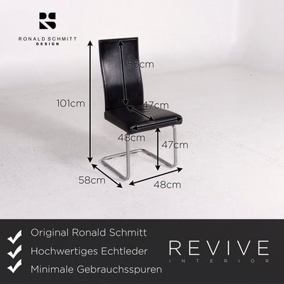 Ronald Schmitt Leder Stuhl Schwarz Freischwinger Sessel #12231