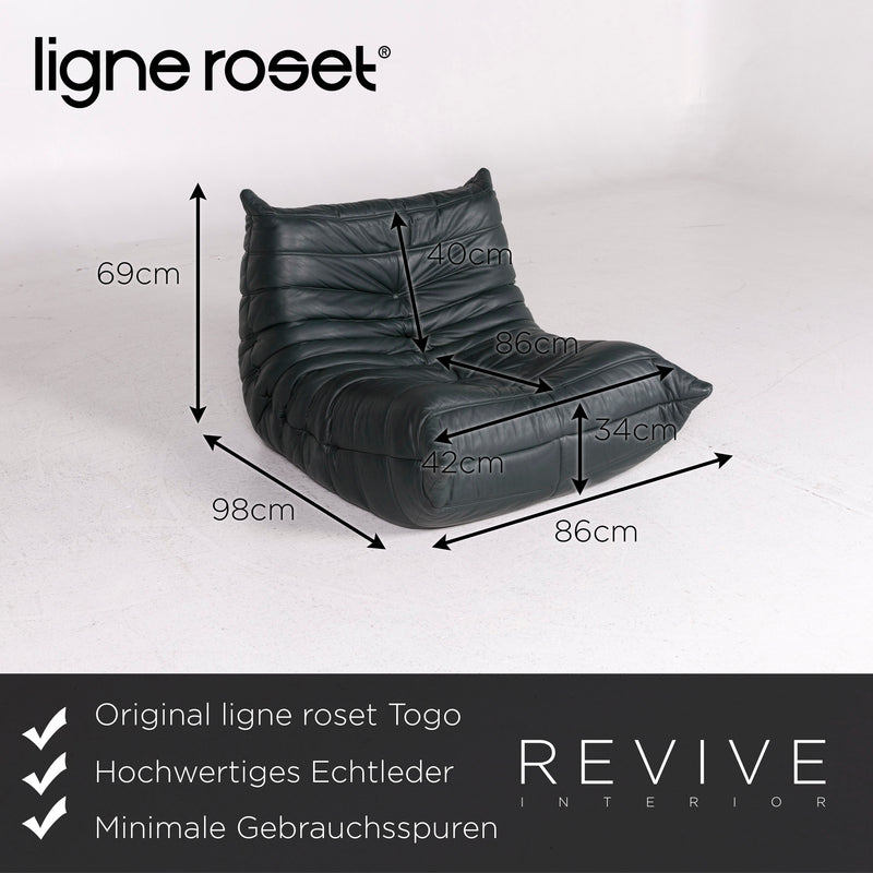 ligne roset Togo Leder Sessel Grün Dunkelgrün 