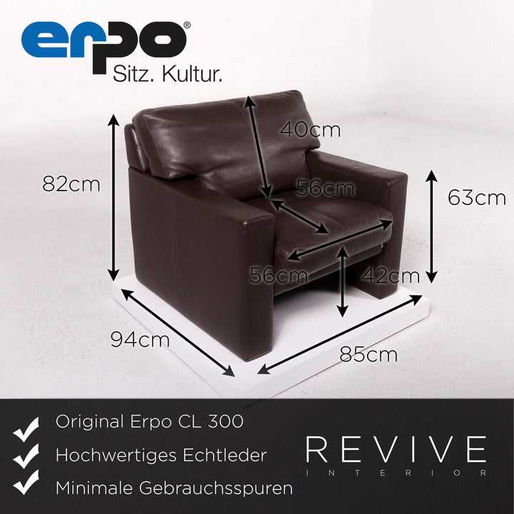 Erpo CL 300 Leder Sofa Garnitur Braun 1x Dreisitzer 1x Sessel #12076