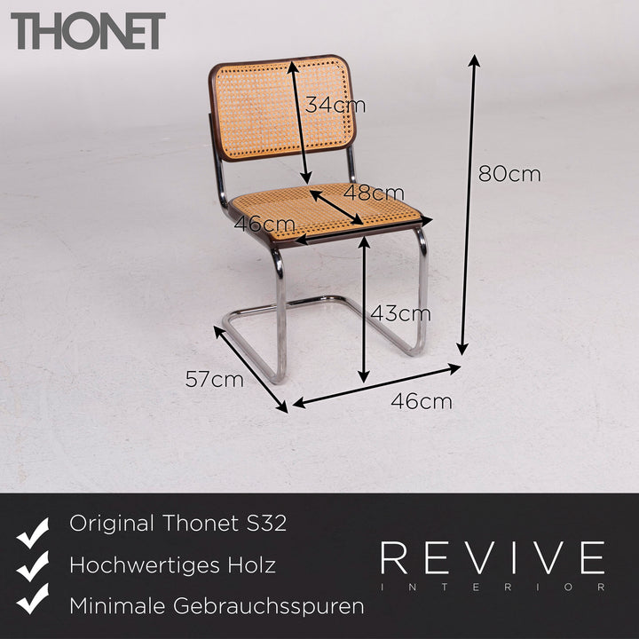 Thonet S32 Wooden Chair Set Beige Metal #11969