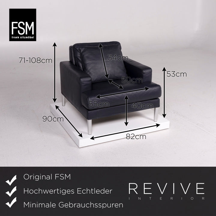 FSM Leder Sessel Blau Funktion #11705